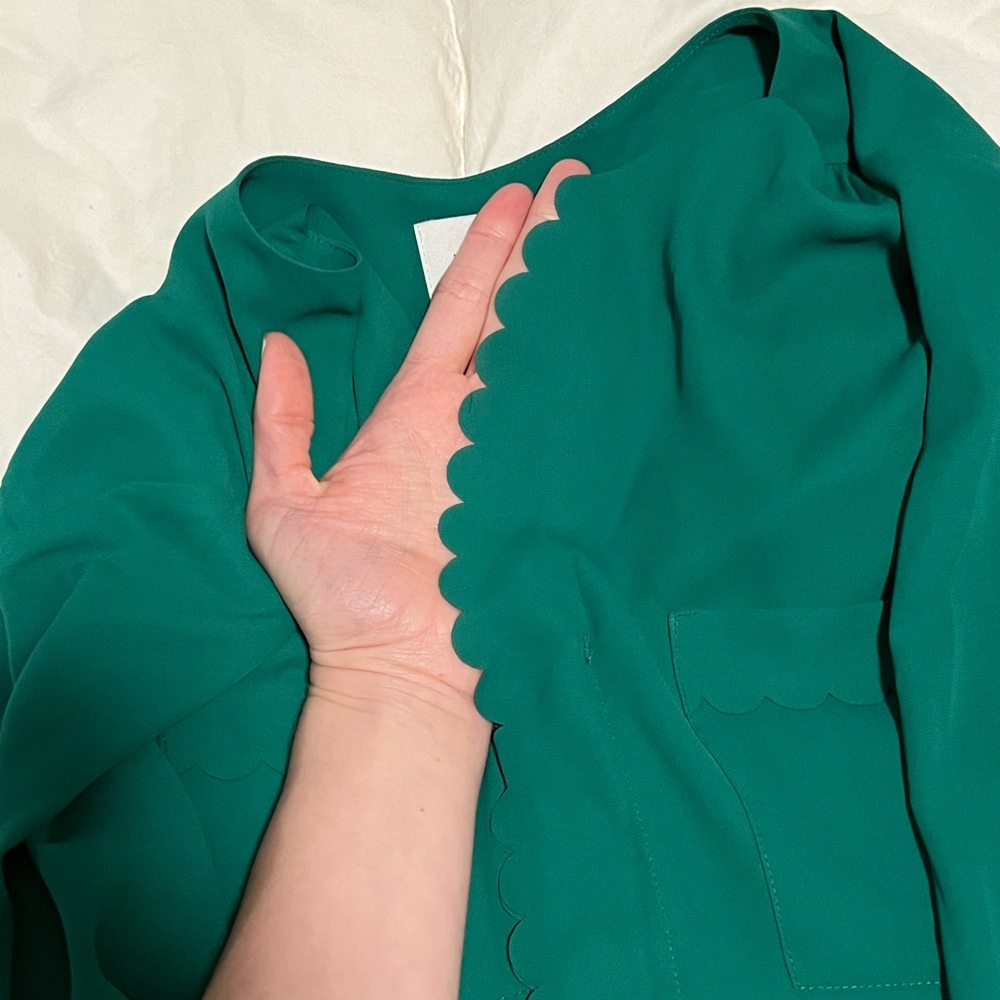 HD in Paris/ Anthropologie emerald work blouse, never worn, brand new US sz 8.
